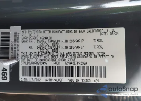 2024 Toyota Tacoma Trd Off Road from USA, damaged, VIN 3TMLB5JN8RM059497